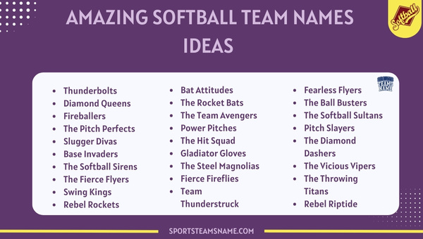 Amazing Softball Team Names Ideas