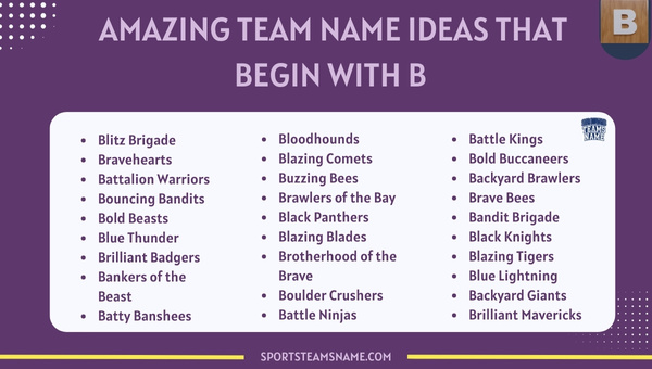 Amazing Team Name Ideas That Begin With B 