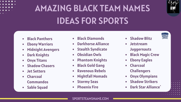 Amazing Black Team Names Ideas for Sports