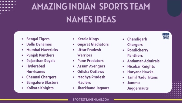 Amazing Indian sports Team Name Ideas