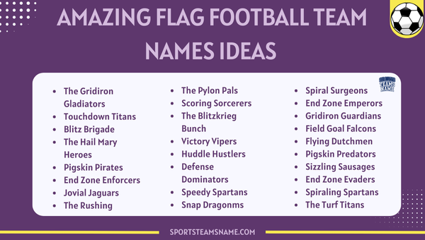 Amazing Flag Football Team Names Ideas