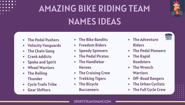 Amazing Bike Riding Team Names Ideas