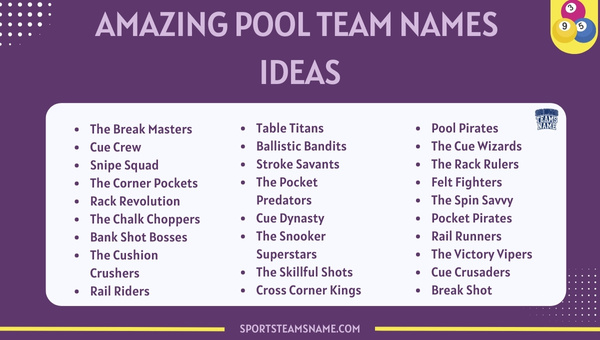 Amazing Pool Team Names Ideas