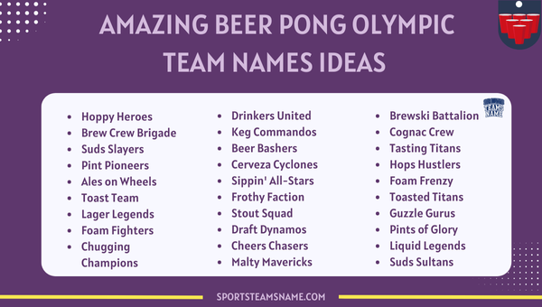 Amazing Beer Pong Olympic Team Names Ideas