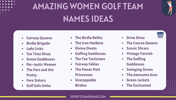 Amazing Good Women Golf Team Names  Ideas
