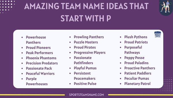 Amazing Team Name Ideas That Start With P
