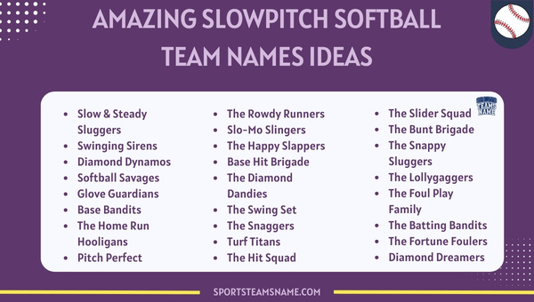 Amazing Slowpitch Softball Team Names Ideas