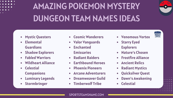 Amazing Pokemon Mystery Dungeon Team Names Ideas