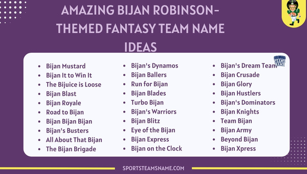 Amazing Bijan Robinson Themed Fantasy Team Name Ideas