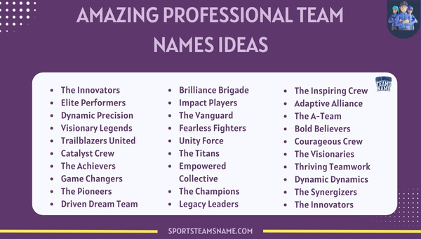 Amazing Professional Team Names 
Ideas