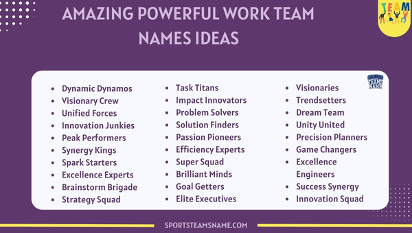 Amazing Badass Good Powerfull Work Team Names Idea