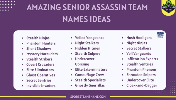 Badass Senior Assassin Team Names Ideas 