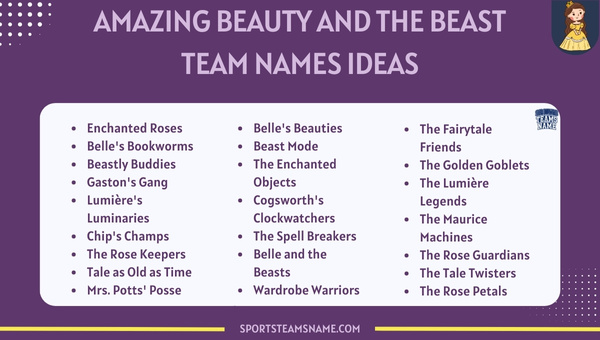 Amazing Beauty and the Beast Team Names Ideas