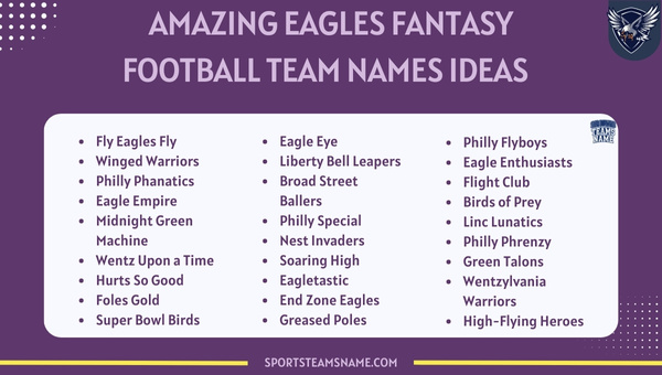 Amazing Eagles Fantasy Football Team Names Ideas 