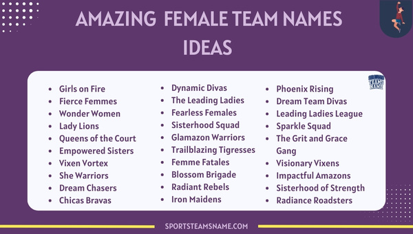 Amazing Female Team Names  Ideas 