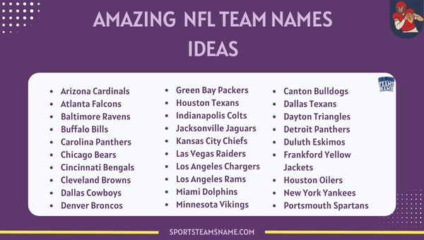 Amazing NFL Team Names Ideas 