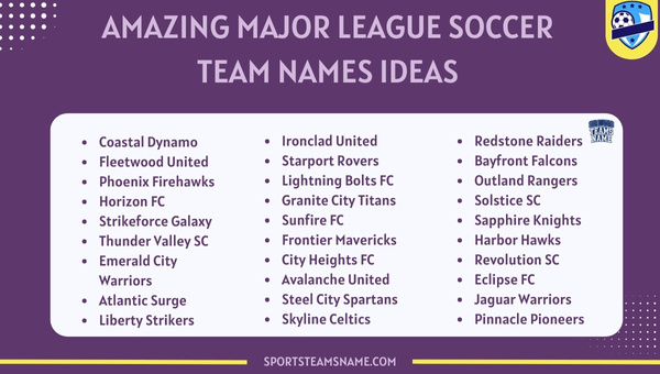 Amazing Major League Soccer Team Names Ideas