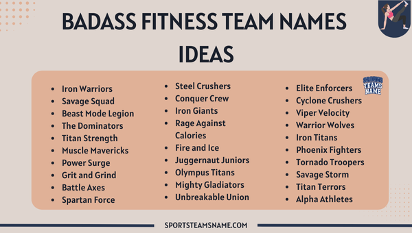 Badass Fitness Team Names Ideas