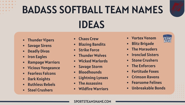Badass Amazing Softball Team Names Ideas