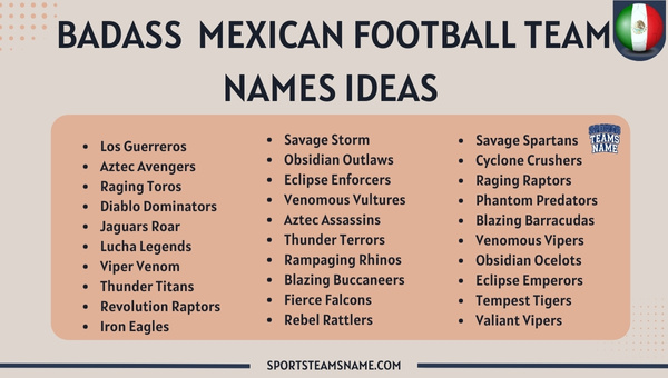 Badass Mexican Football Team Names Ideas 