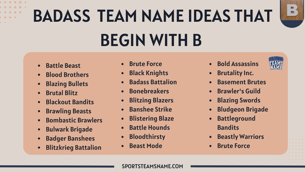 Badass Team Name Ideas That Begin With B 