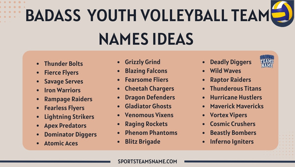 Badass Youth Volleyball Team Names Ideas 