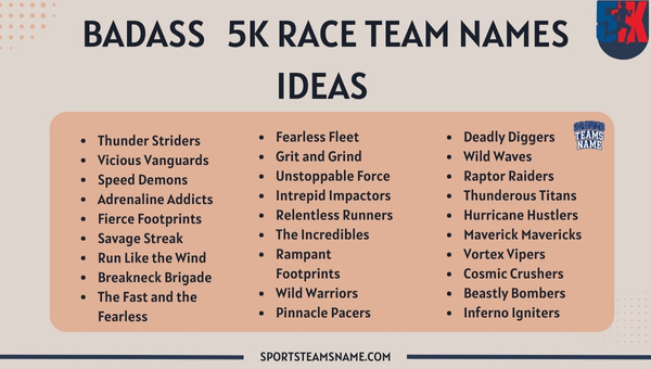 Badass 5K Race Team Names Ideas