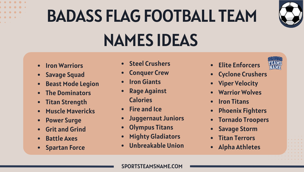 Badass Flag Football Team Names Ideas