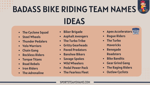 Badass Bike Riding Team Names Ideas