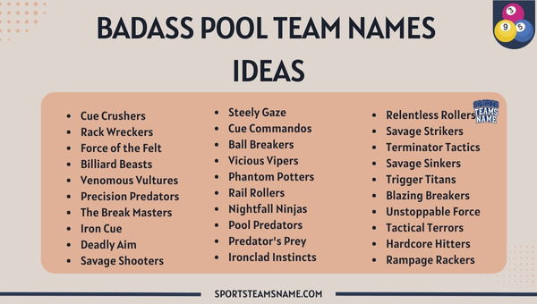 Badass Pool Team Names Ideas