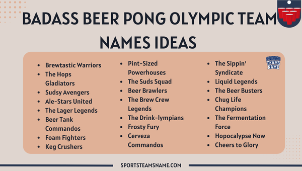 Badass Beer Pong Olympic Team Names Ideas 