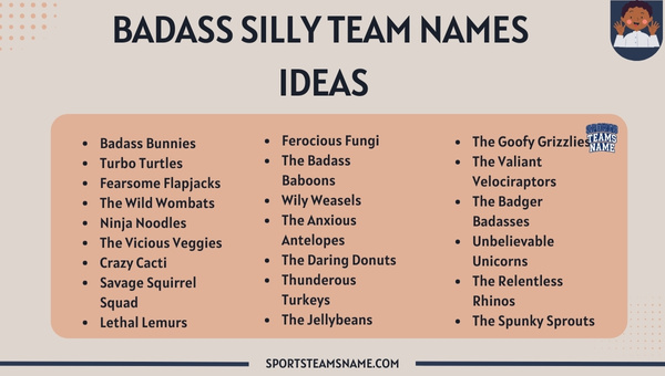 Badass Silly Team Names  Ideas