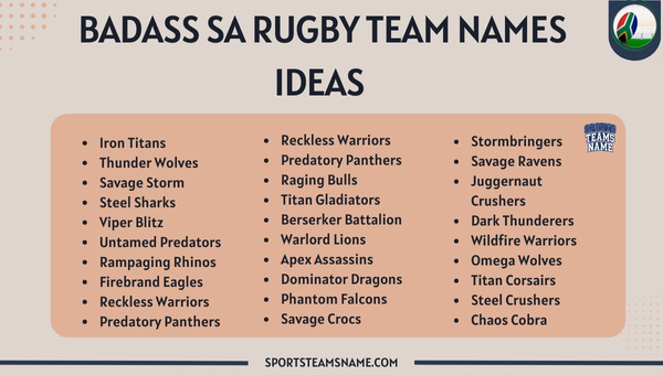 Badass Sa Rugby Team Names Ideas 