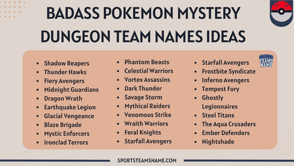 Badass Pokemon Mystery Dungeon Team Names Ideas