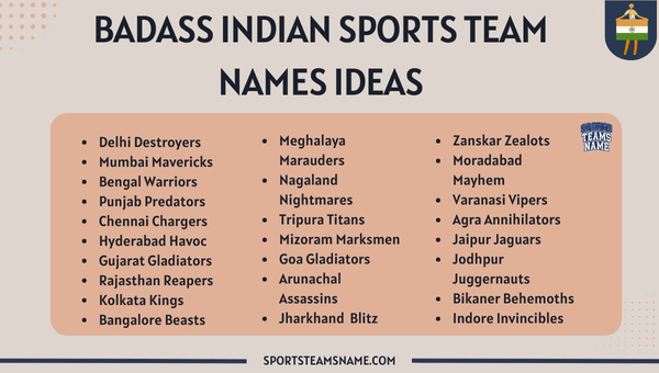 Badass Indian sports Team names Ideas