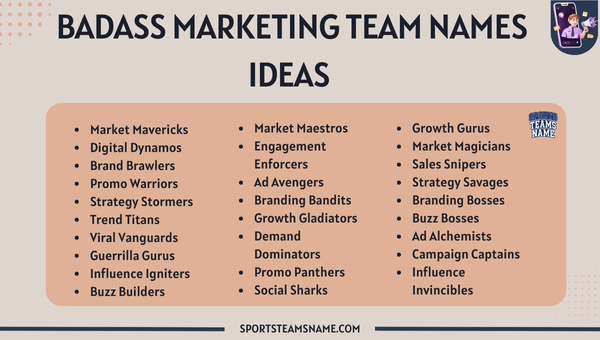 Badass Marketing Team Names  Ideas 