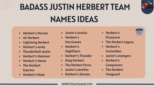 Badass Justin Herbert Team Names Ideas