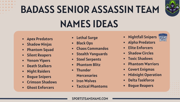 Badass Senior Assassin Team Names Ideas 