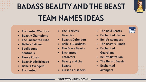 Badass Beauty and the Beast Team Names Ideas