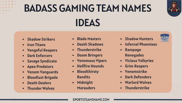 Badass Gaming Team Names Ideas 