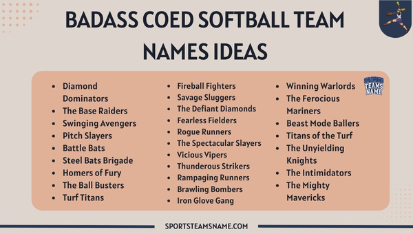 Badass Coed Softball Team Names Ideas