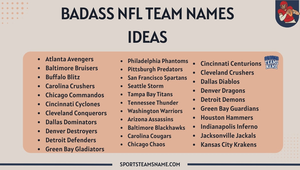 Badass NFL Team Names Ideas 