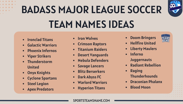 Badass Major League Soccer Team Names Ideas 