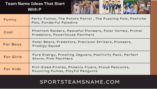 Team Name Ideas That Start With P