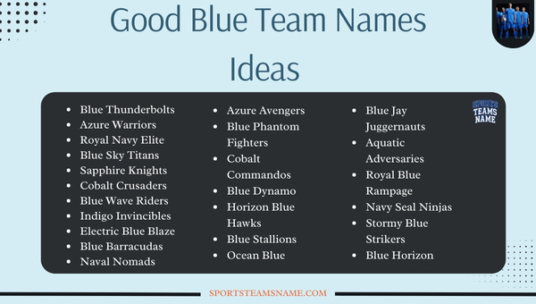 Good Blue Team Names  Ideas