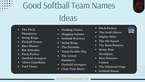 Good Softball Team Names Ideas