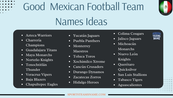 Good Mexican Football Team Names Ideas 