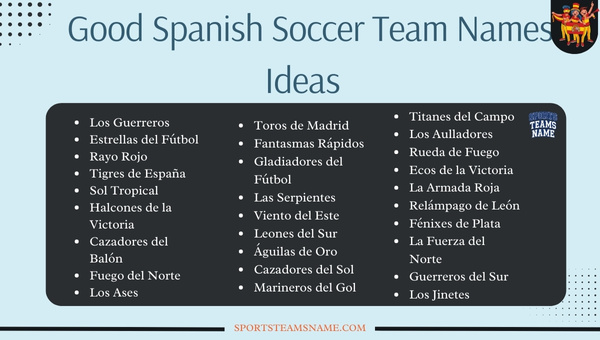 Good Badass Spanish Soccer Team Names Ideas 