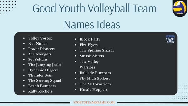 Good Youth Team Names For Volleyball 
