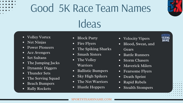 Good 5K Race Team Names Ideas